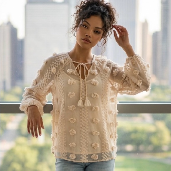 Calypso St. Barth Tops - Calypso St. Barth pompom textured blouse